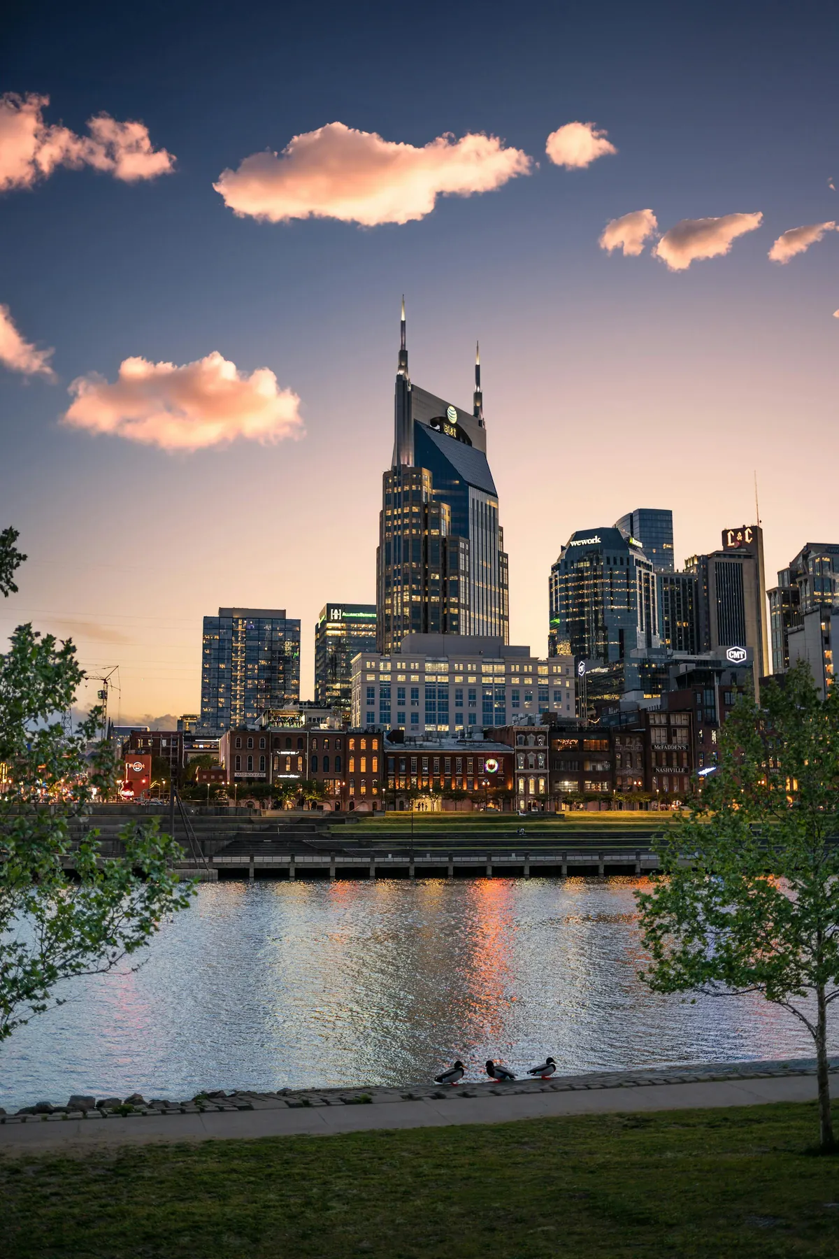 Nashville skyline along the Cumberland River